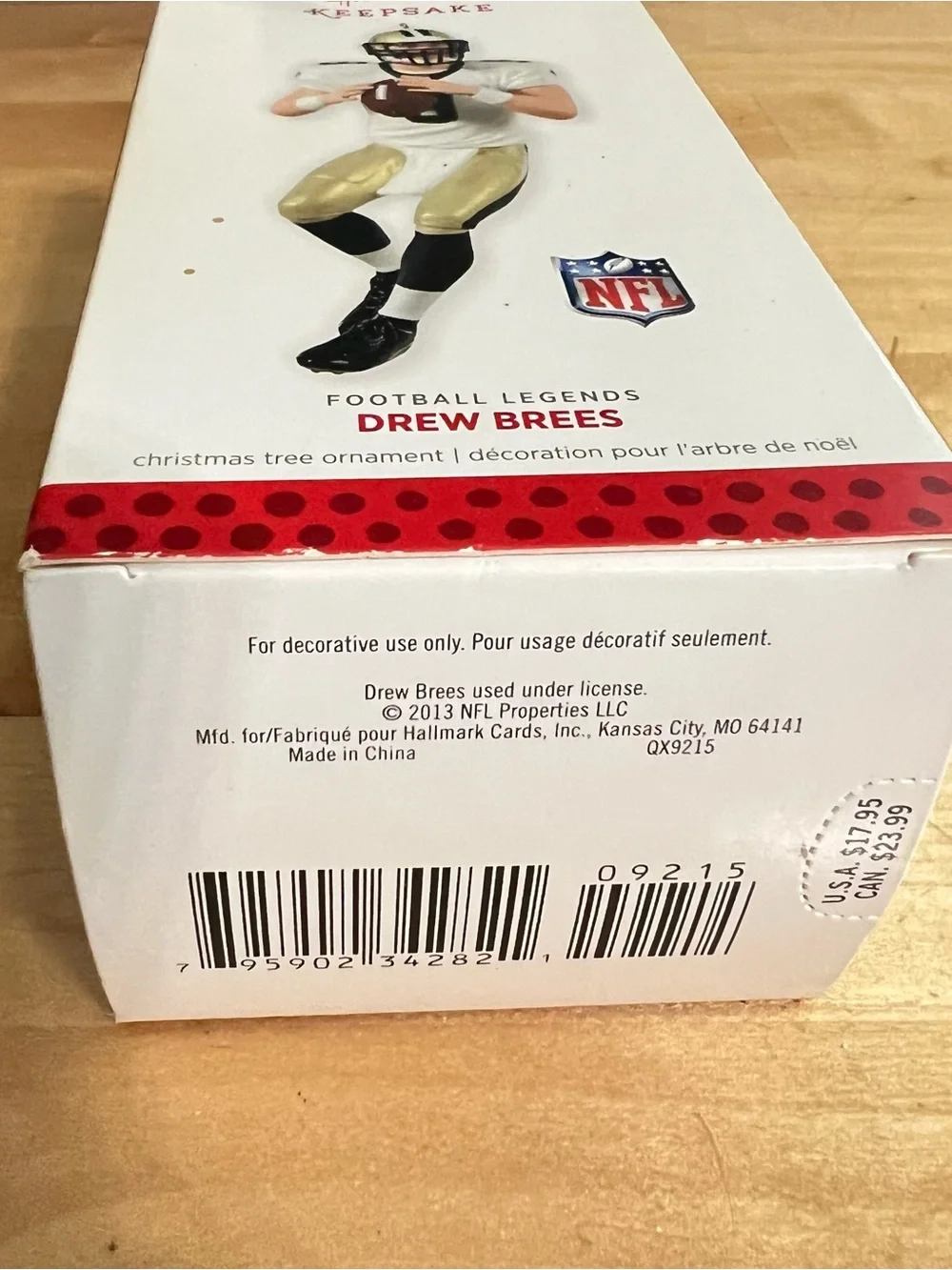 HALLMARK 2013 Football Legends Ornament #19 DREW BREES | New Orleans Saints